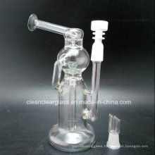 Wholesale Glass Water Pipe Oil Rig with Double Chamber Recycler and 14.5mm Joint